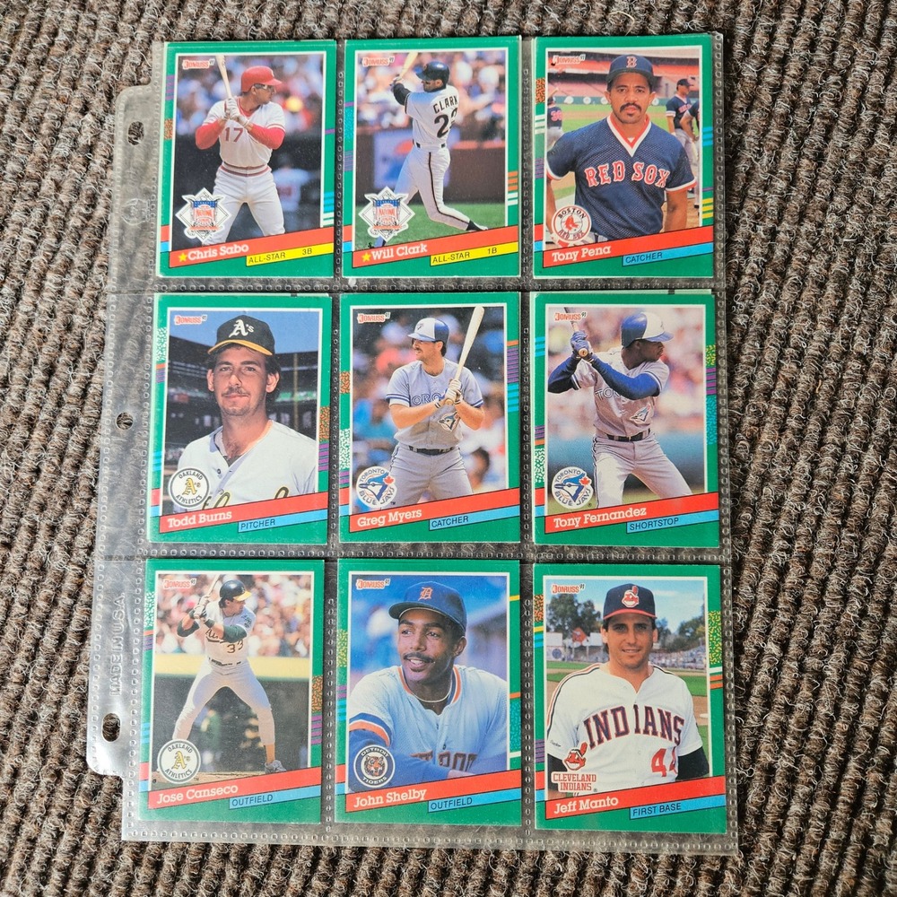 1991 Donruss Baseball Card Lot 15 Jose Canseco Will Clark Valenzuela MLB Green